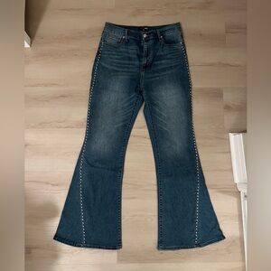 Fashion Nova Side Studded, Bell Bottom Blue Jeans, Size 32